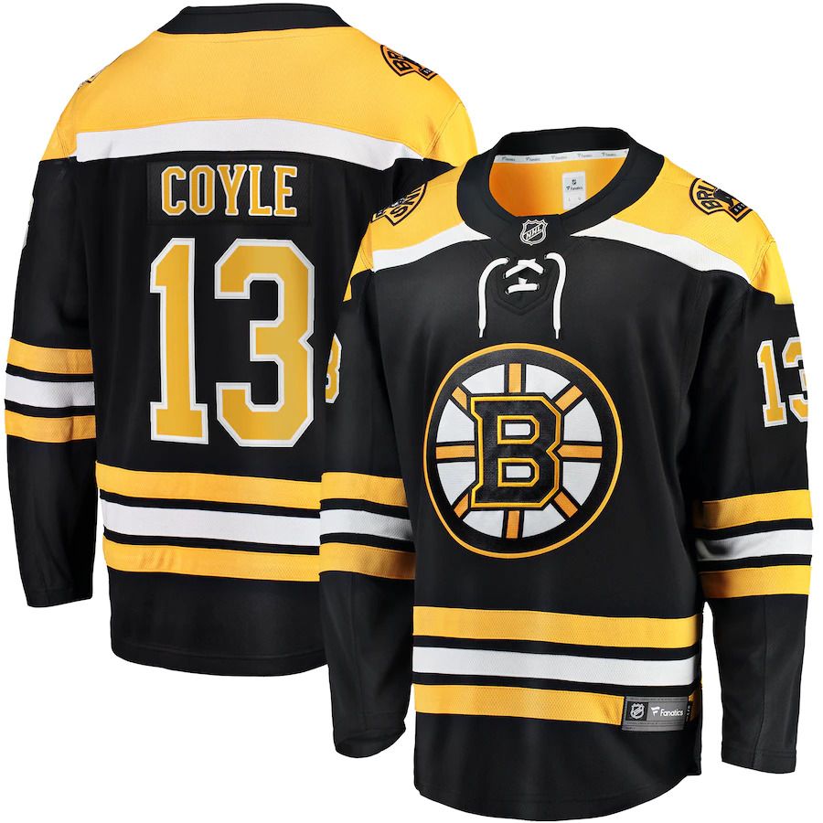 Men Boston Bruins #13 Charlie Coyle Fanatics Branded Black Home Premier Breakaway Player NHL Jersey